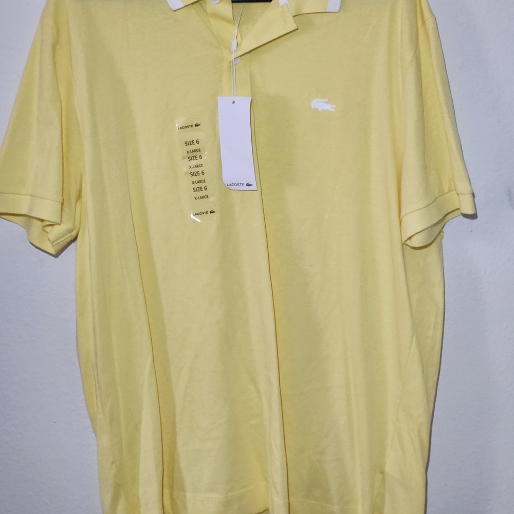 Lacoste Men's Yellow Polo Shirt XL 6